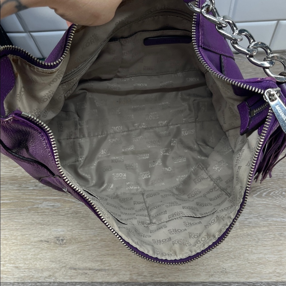0880 Michael Kors purple pebble leather hobo 258570880 - Picture 4 of 16